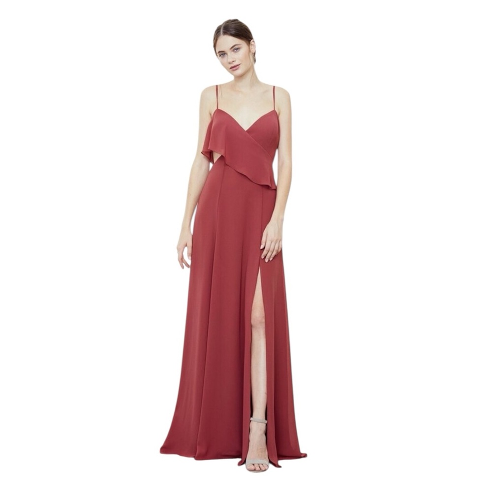 Amsale Elegant Cayenne Maxi Dress with Slit